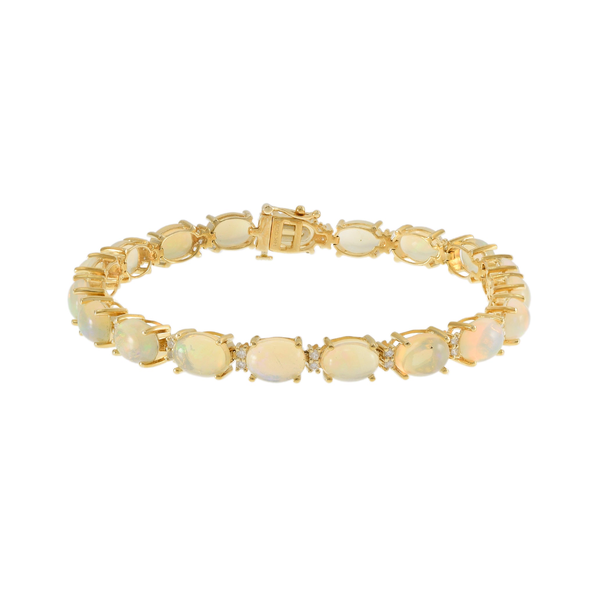 14KT Yellow Gold Opal and Diamond Bracelet