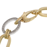 14KT Yellow Gold and Round Cut Diamonds Oval Links Bracelet