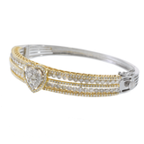 14KT Two Tone Gold and Round Cut Diamonds with Heart Shape Center Bracelet