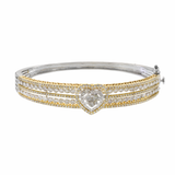 14KT Two Tone Gold and Round Cut Diamonds with Heart Shape Center Bracelet