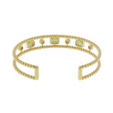 14KT Yellow Gold Green Tourmaline and Diamonds Cuff Bracelet