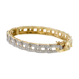 14KT Yellow Gold and Round Cut Diamonds Chain Link Bracelet