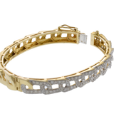 14KT Yellow Gold and Round Cut Diamonds Chain Link Bracelet