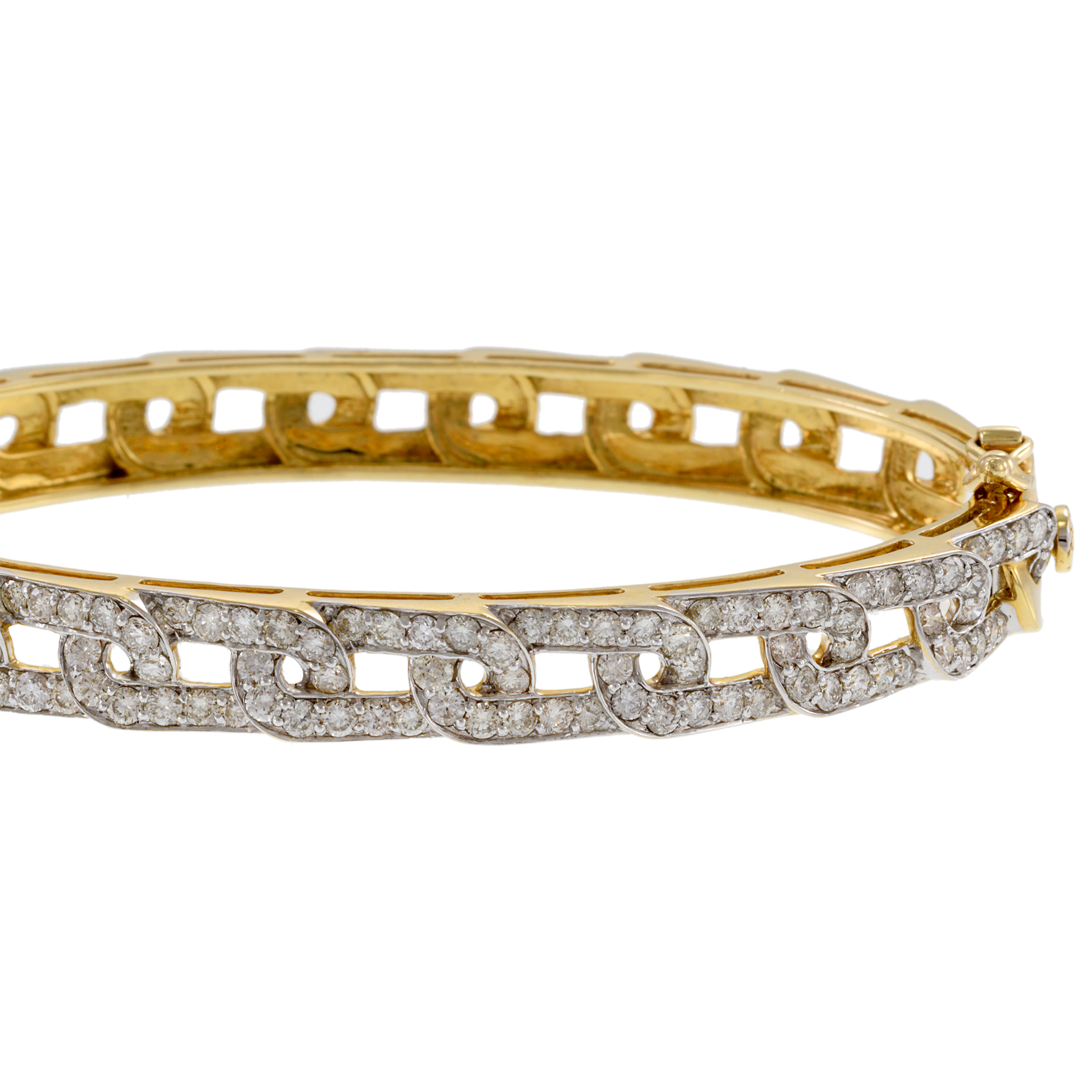 14KT Yellow Gold and Round Cut Diamonds Chain Link Bracelet