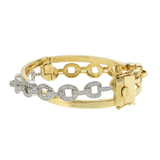 14KT Two Tone Gold Chain Link Diamond Bangle Bracelet