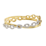 14KT Two Tone Gold Chain Link Diamond Bangle Bracelet