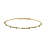 14KT Yellow Gold with Round Cut Diamonds and Baguette Emeralds Flex Bangle