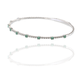 14KT White Gold Diamonds and  Emeralds Flex Bangle