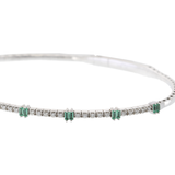 14KT White Gold Diamonds and  Emeralds Flex Bangle