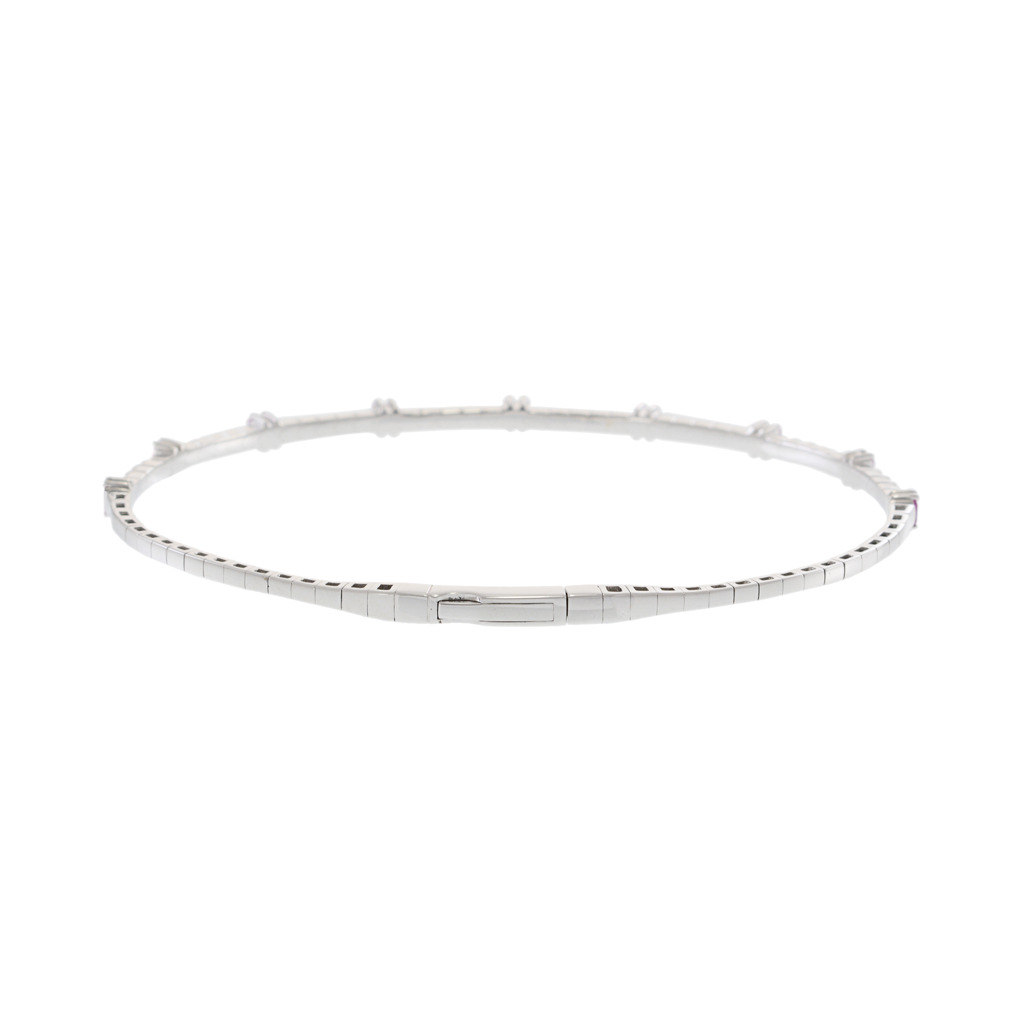 14KT White Gold Diamonds and Sapphire Flex Bangle