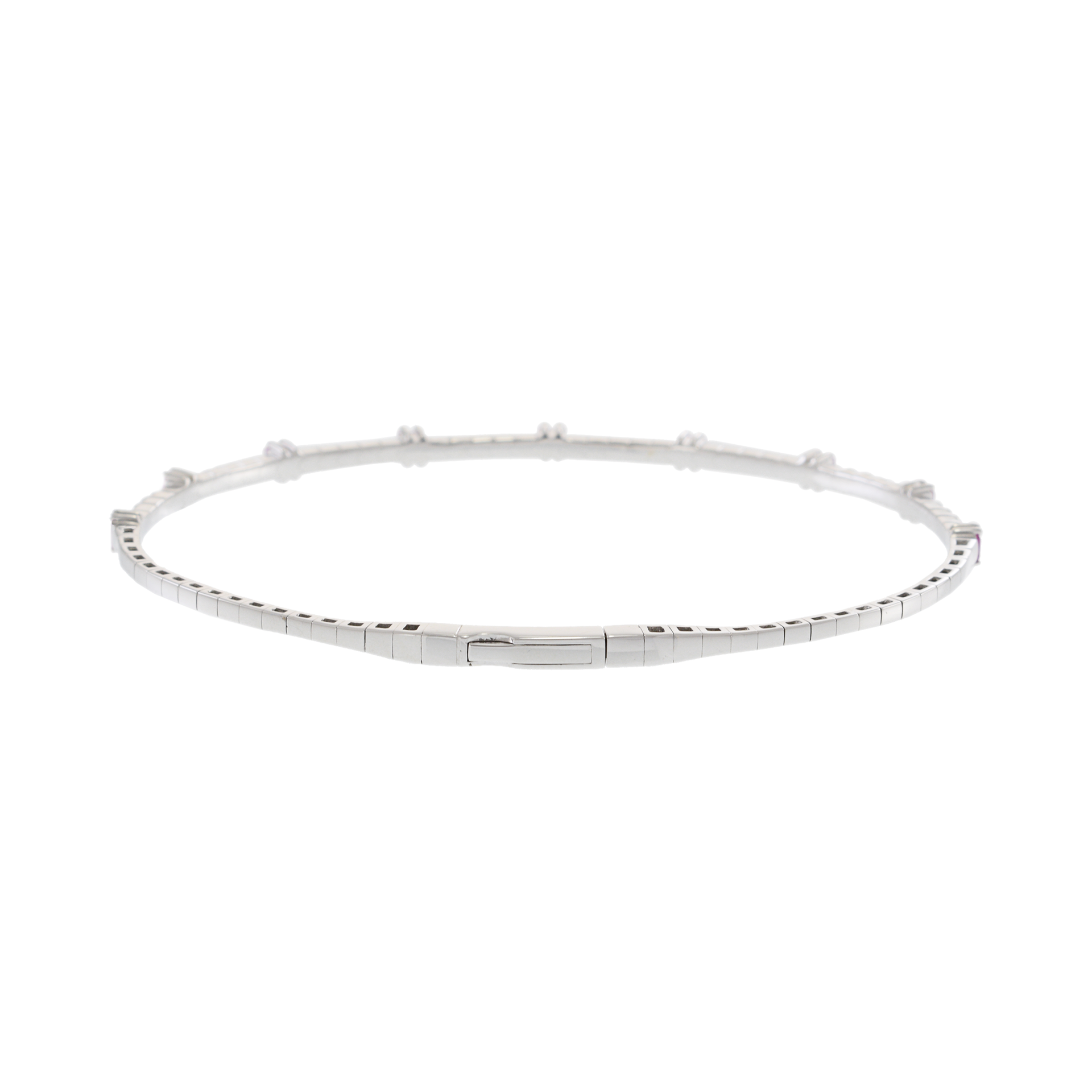 14KT White Gold Diamonds and Sapphire Flex Bangle