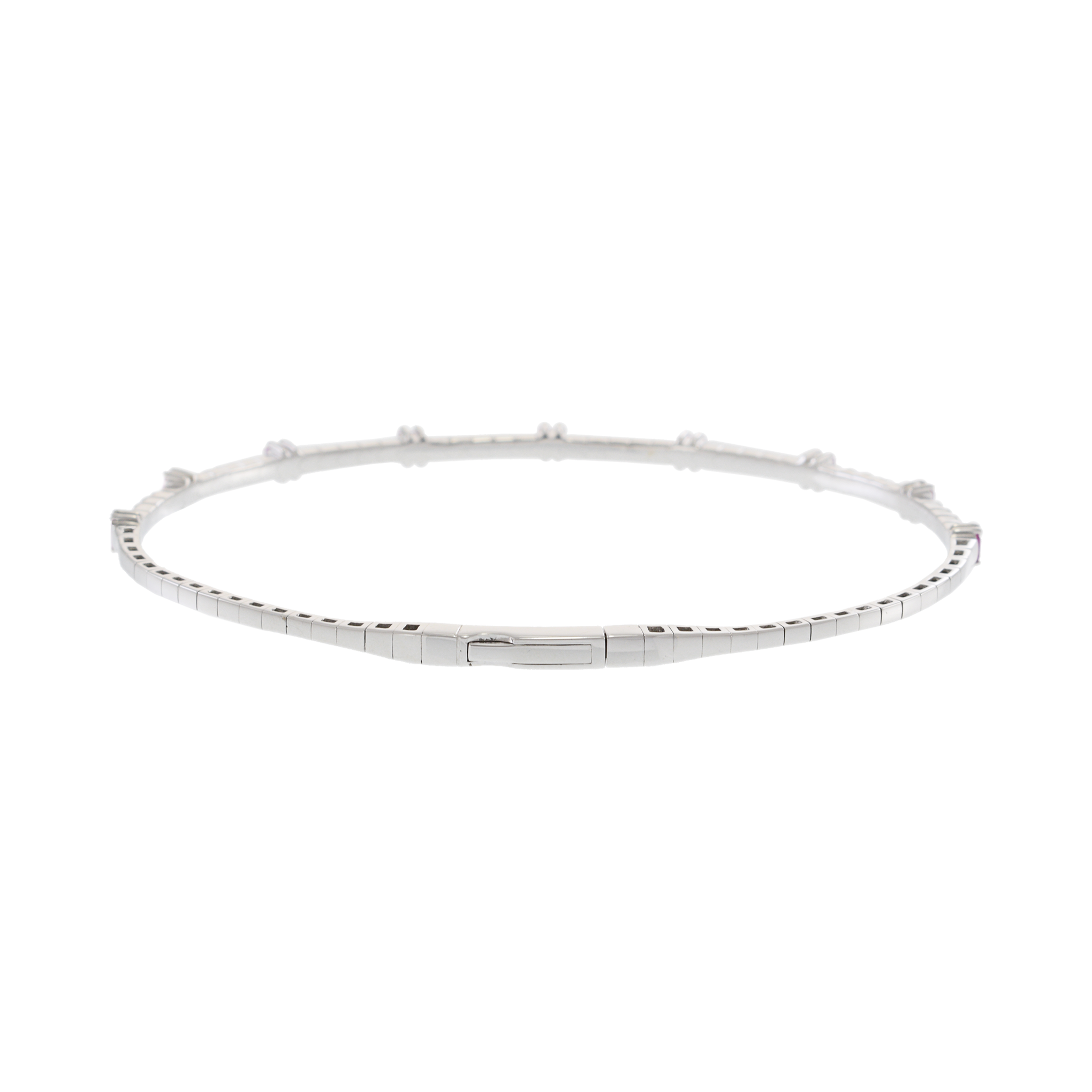 14KT White Gold Diamonds and Sapphire Flex Bangle