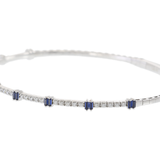 14KT White Gold Diamonds and Sapphire Flex Bangle