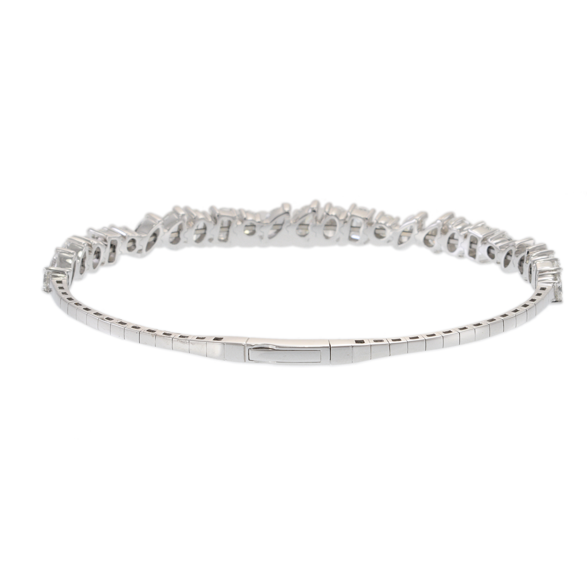 14KT White Gold Multi-Cut Diamond Flex Bangle Bracelet