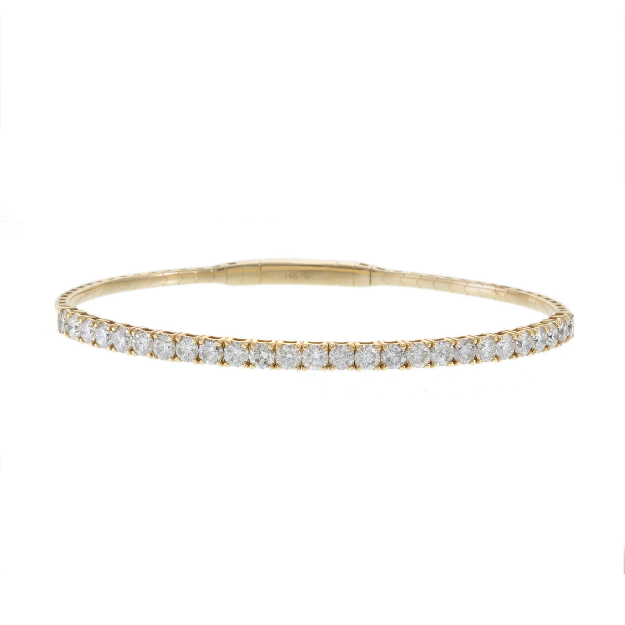 14KT Yellow Gold Flexible Diamond Bracelet – 3.00 CT-TW