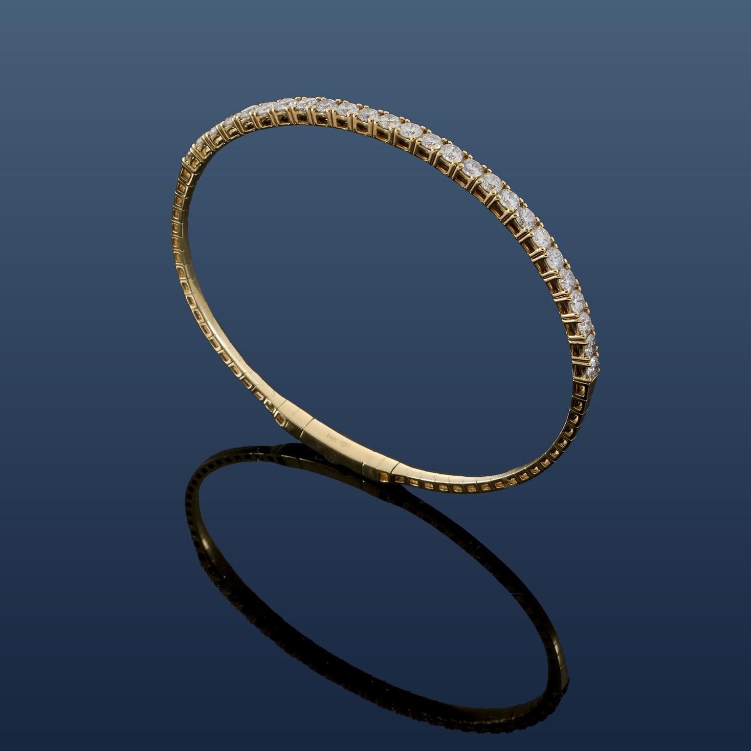 14KT Yellow Gold Flexible Diamond Bracelet – 3.00 CT-TW