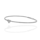 14KT White Gold Diamond Heart Beaded Flex Bangle
