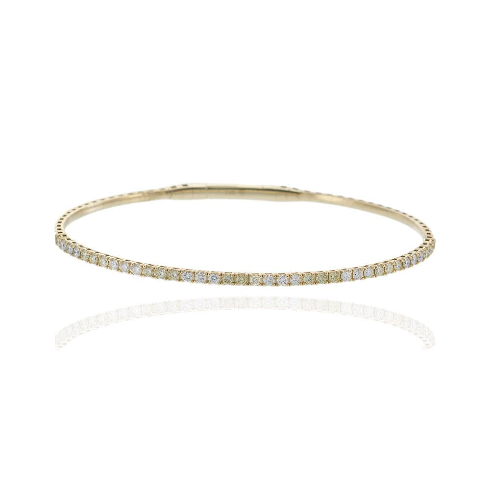 14KT Yellow Gold Flex Bangle with White and Yellow Diamonds