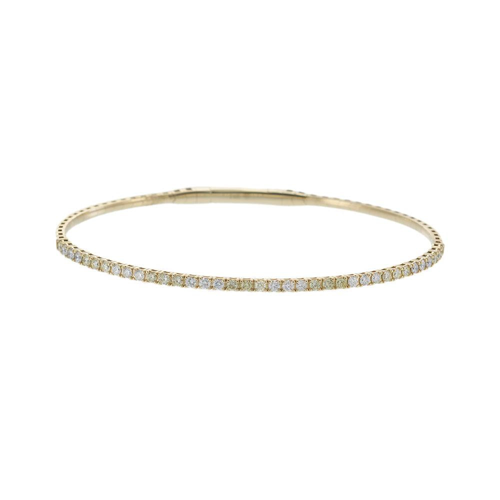 14KT Yellow Gold Flex Bangle with White and Yellow Diamonds