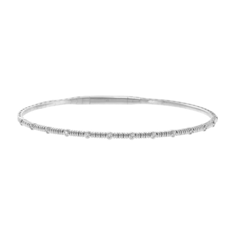 14KT White Gold Alternating Diamond Flex Bangle