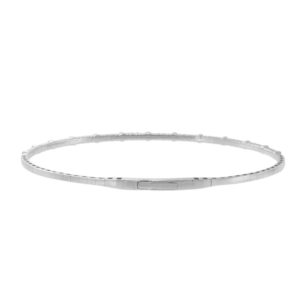 14KT White Gold Alternating Diamond Flex Bangle