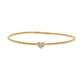 14KT Yellow Gold Diamond Heart Beaded Flex Bangle