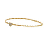 14KT Yellow Gold Diamond Heart Beaded Flex Bangle