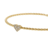 14KT Yellow Gold Diamond Heart Beaded Flex Bangle
