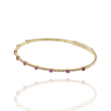 14KT Yellow Gold with Round Cut Diamonds and Baguette Cut Rubies Flex Bangle