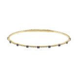 14KT Yellow Gold with Round Cut Diamonds and Baguette Sapphire Flex Bangle