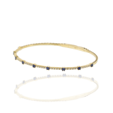 14KT Yellow Gold with Round Cut Diamonds and Baguette Sapphire Flex Bangle