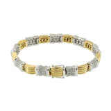 Vintage Retro 14KT Two-Tone Gold 9-Section Diamond Bracelet