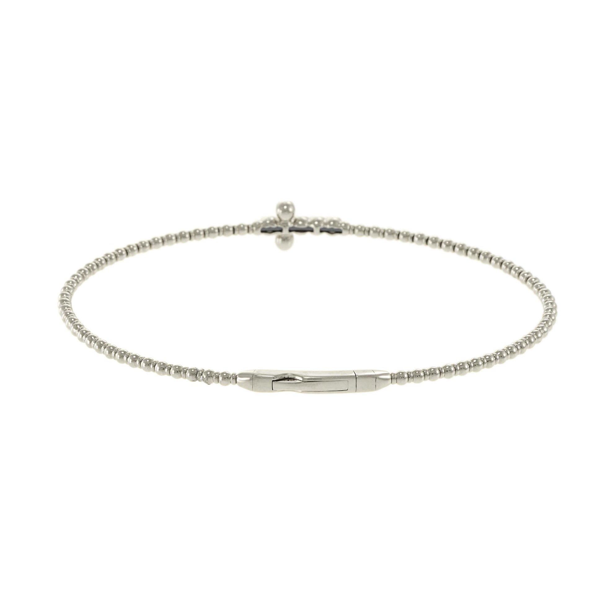 14KT White Gold Flex Diamond Cross Bangle Bracelet