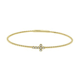 14KT Yellow Gold Flex Diamond Cross Bangle Bracelet