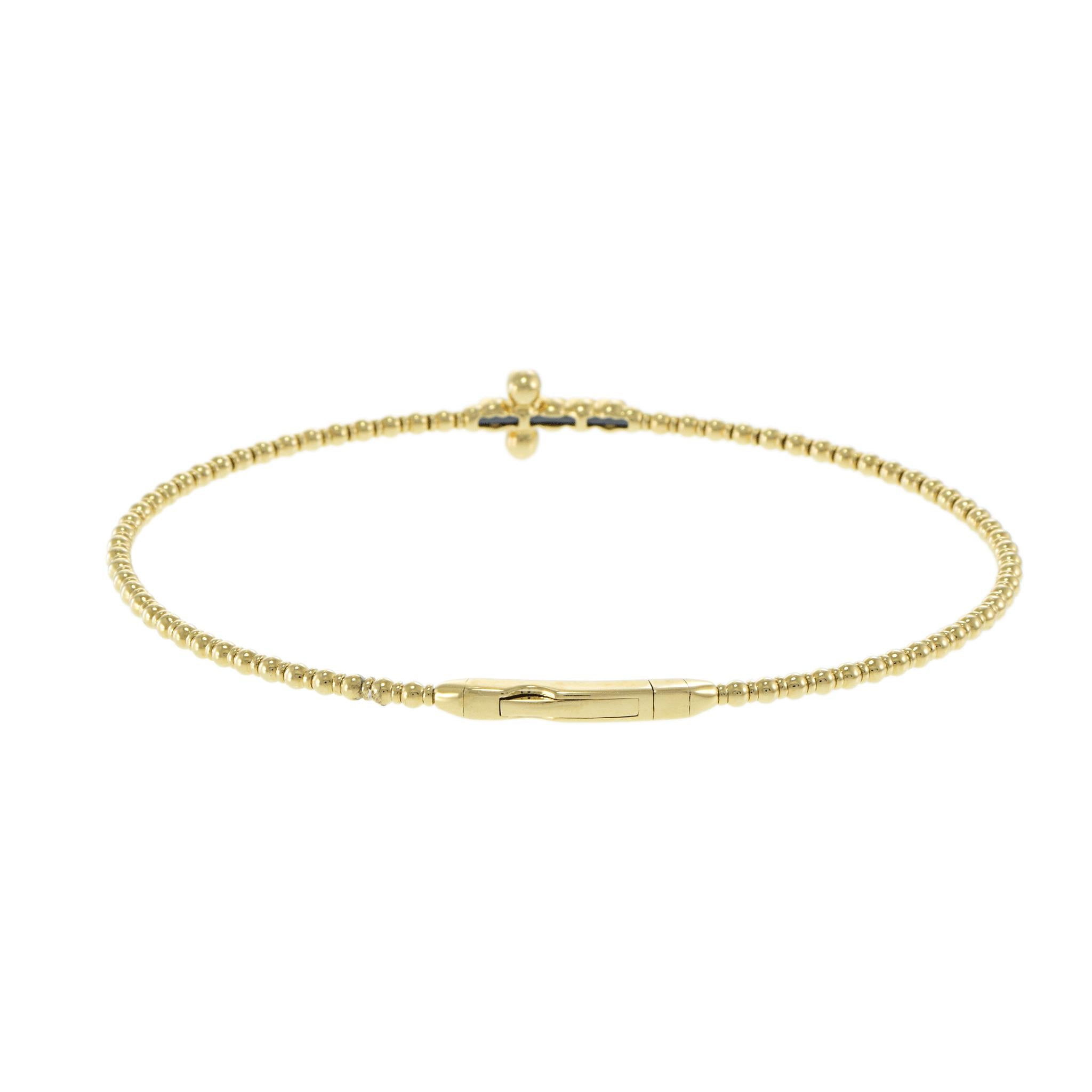 14KT Yellow Gold Flex Diamond Cross Bangle Bracelet