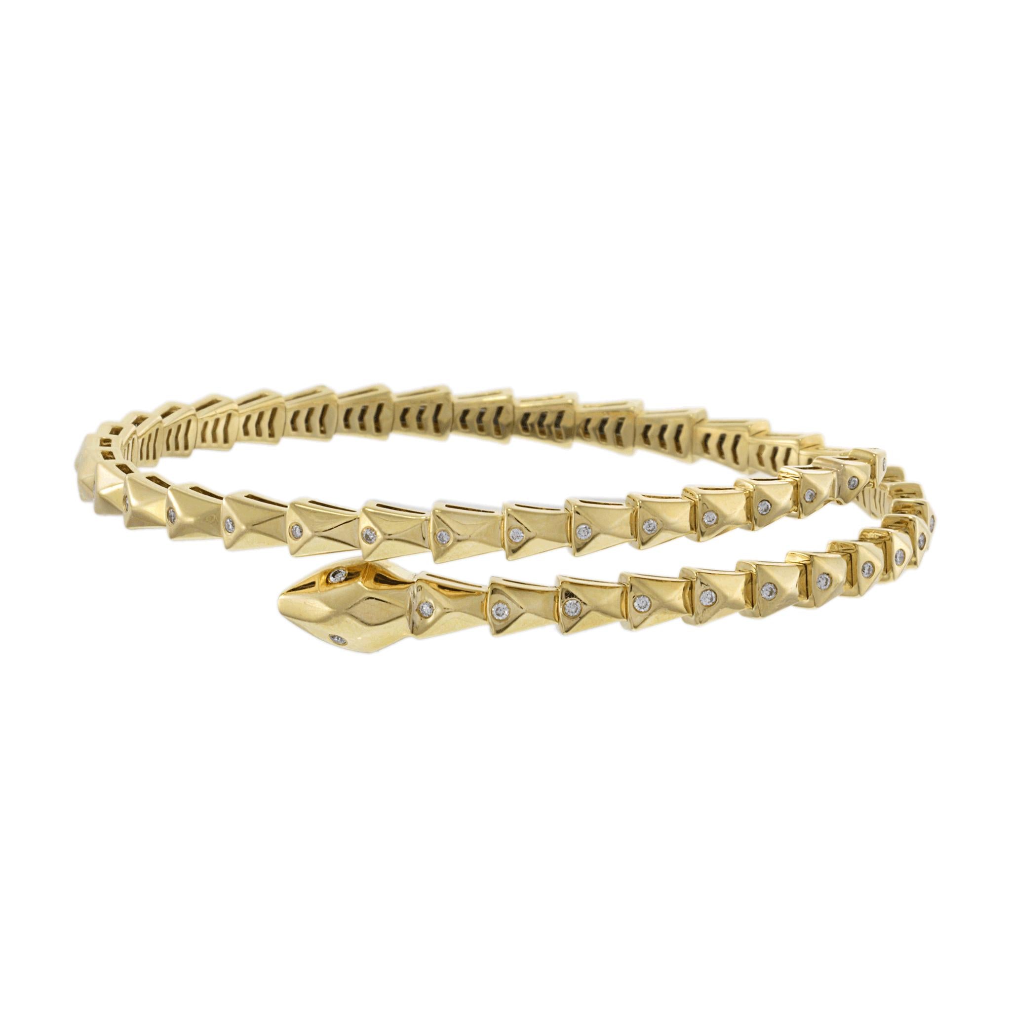 14KT Yellow Gold Flex Diamond Snake Wrap Bracelet