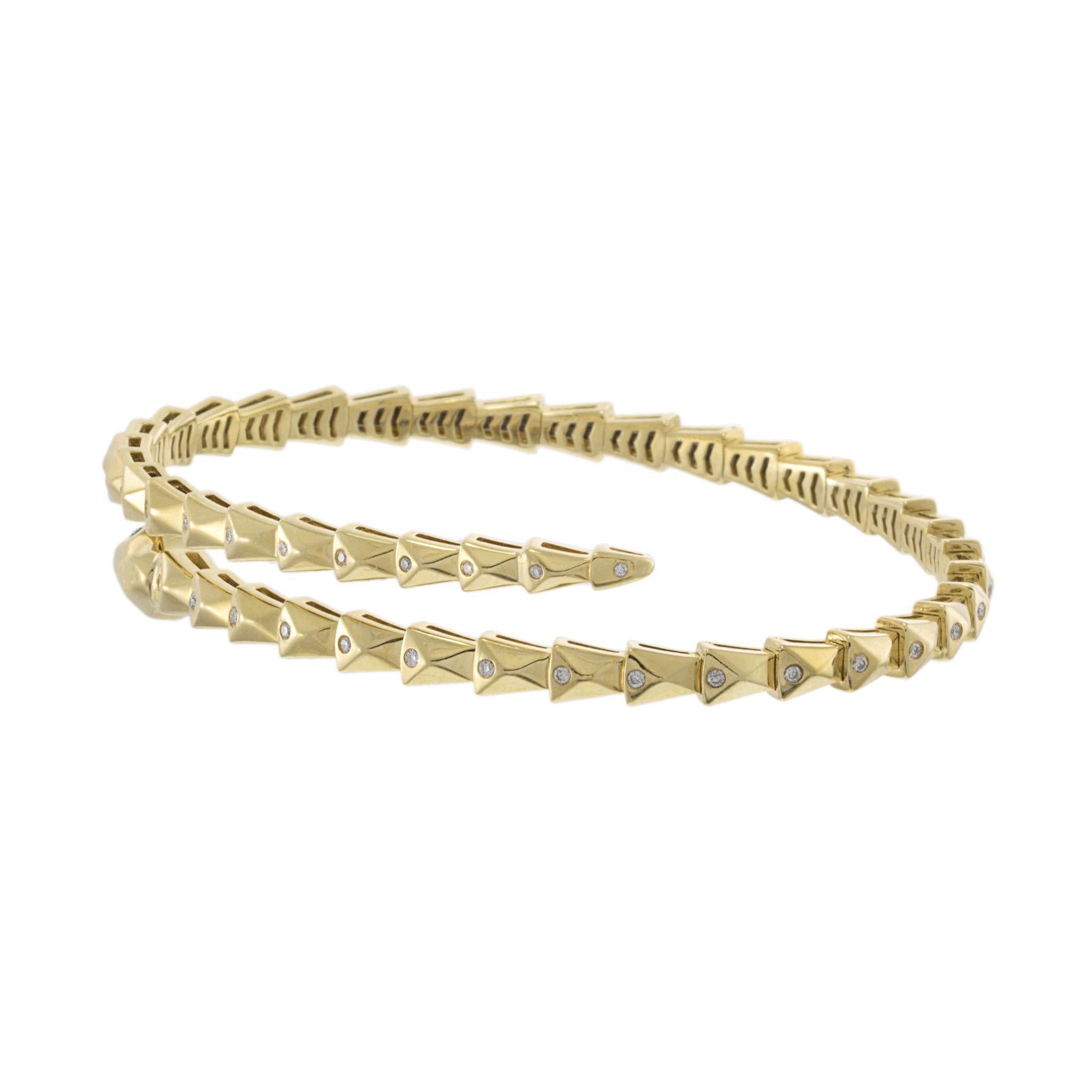 14KT Yellow Gold Flex Diamond Snake Wrap Bracelet