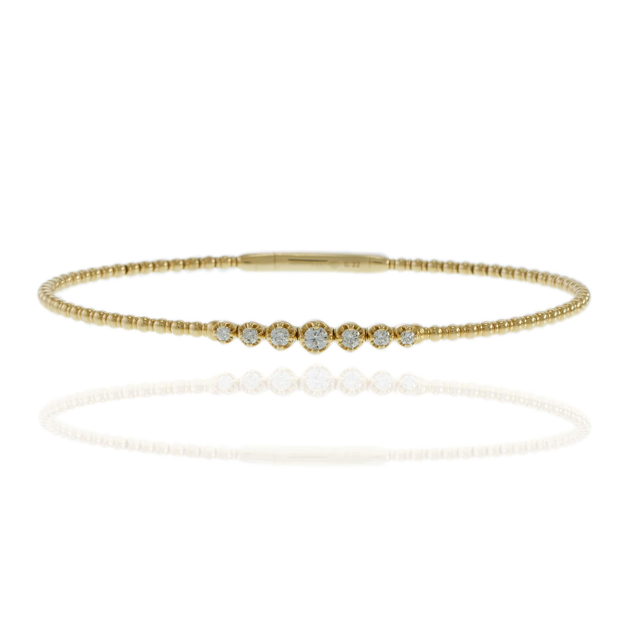 14KT Yellow Gold Graduated Diamond Flex Bangle Bracelet – 0.22CTW