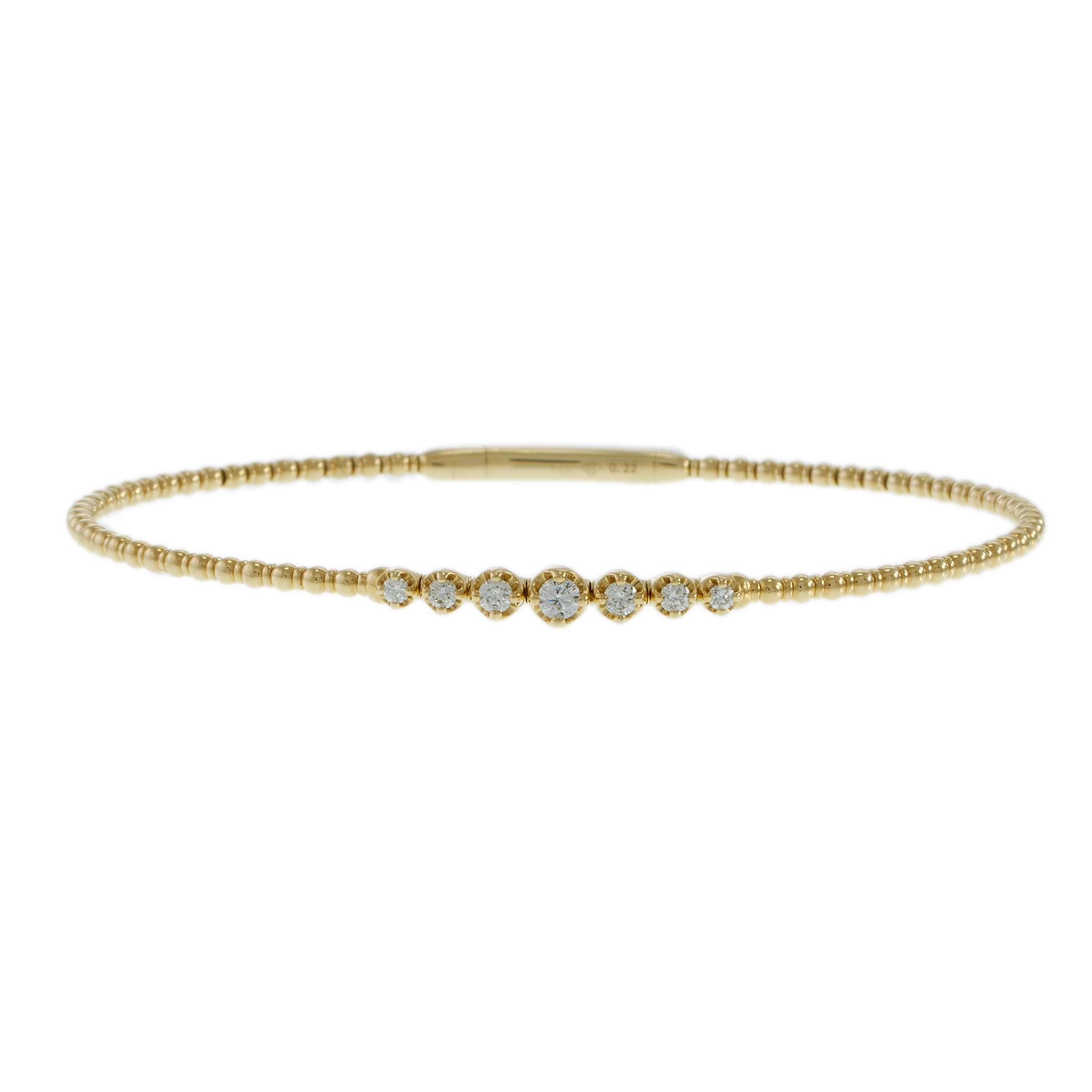 14KT Yellow Gold Graduated Diamond Flex Bangle Bracelet – 0.22CTW