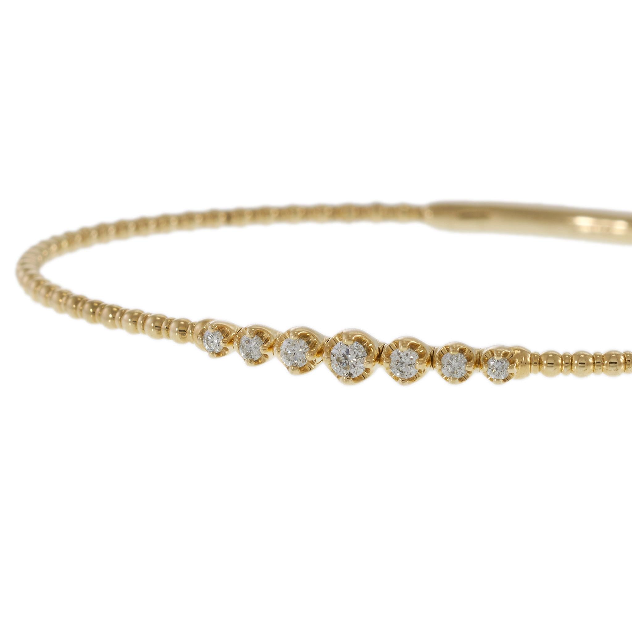 14KT Yellow Gold Graduated Diamond Flex Bangle Bracelet – 0.22CTW