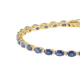 14KT Yellow Gold Oval Sapphire and Diamond Bracelet