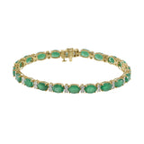 14KT Yellow Gold Oval Emerald and Diamond Bracelet