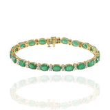 14KT Yellow Gold Oval Emerald and Diamond Bracelet