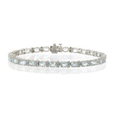 14KT White Gold Oval Aquamarine and Diamond Bracelet