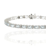 14KT White Gold Oval Aquamarine and Diamond Bracelet