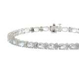 14KT White Gold Oval Aquamarine and Diamond Bracelet