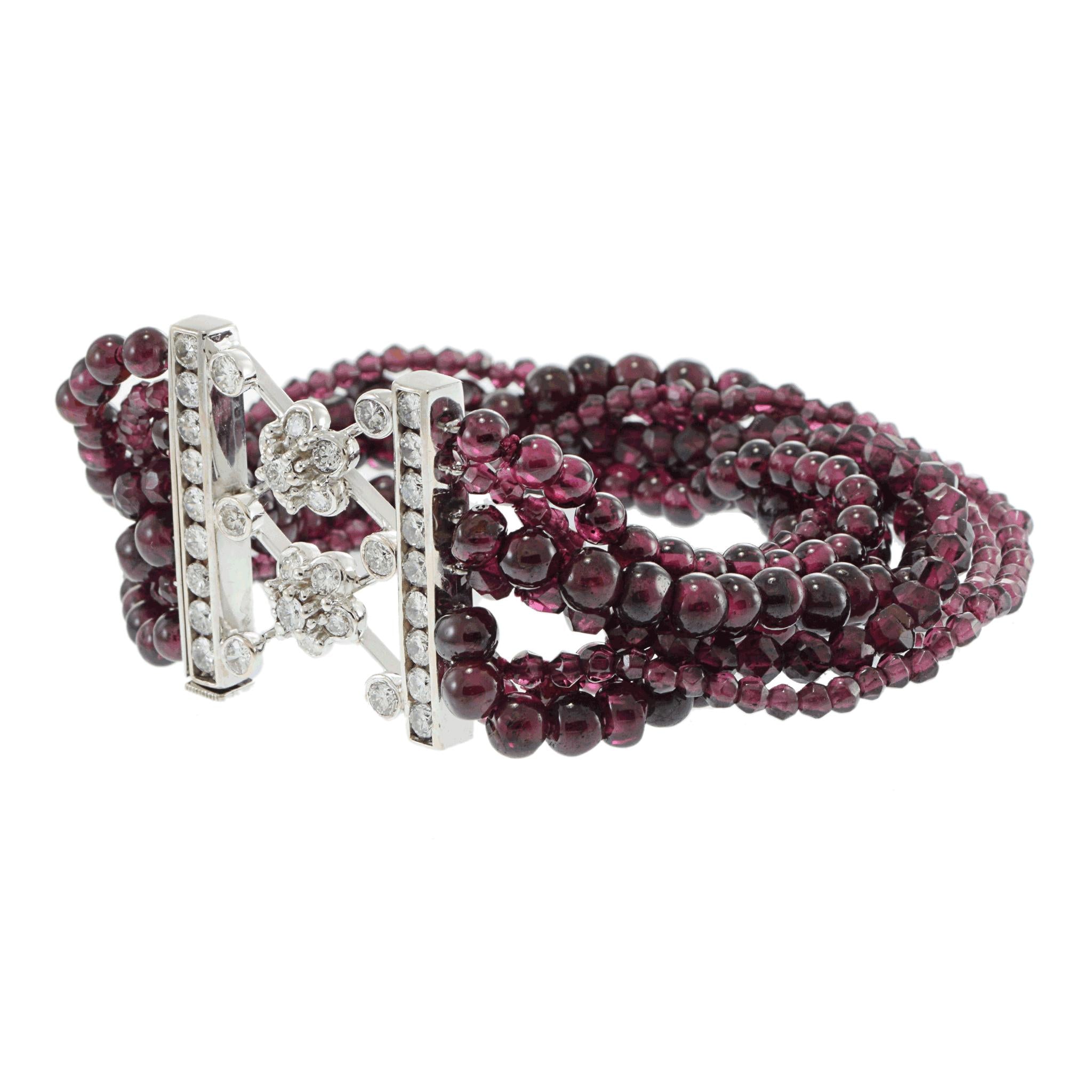 Vintage Retro Era Garnet and Diamond Bracelet