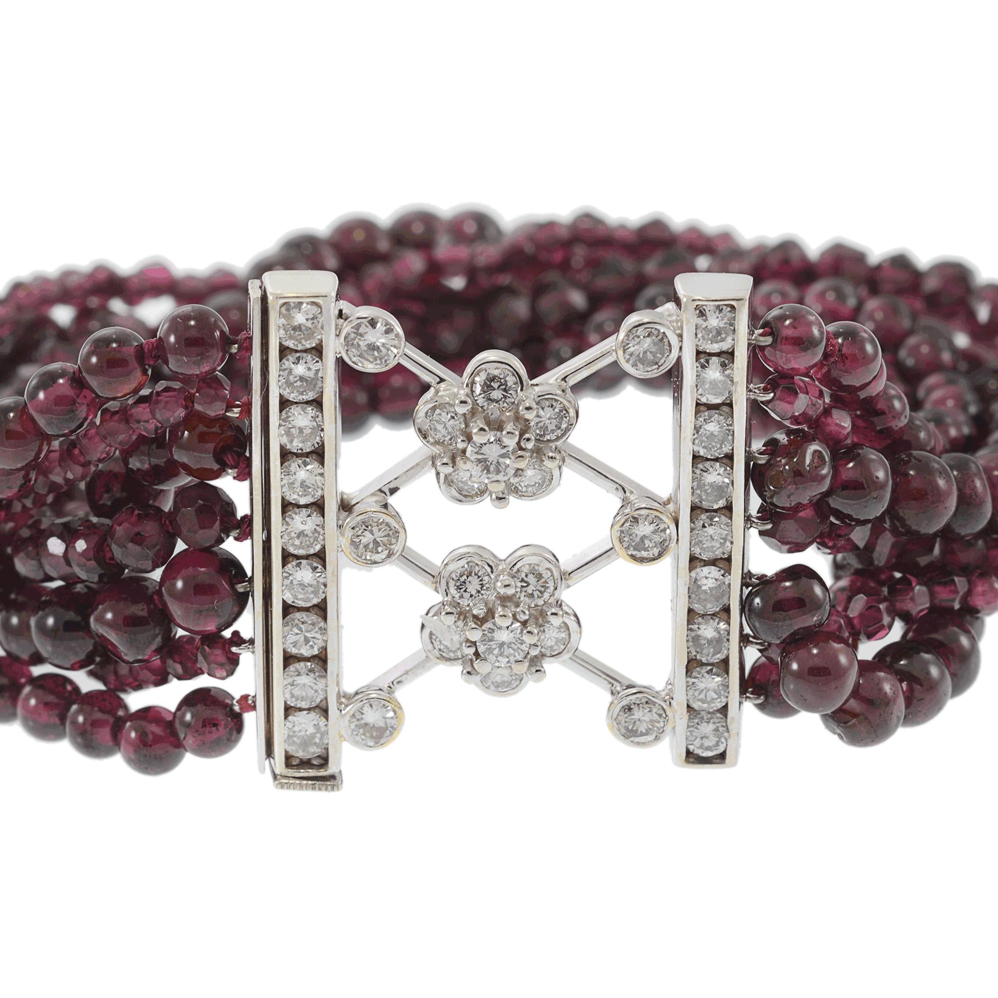 Vintage Retro Era Garnet and Diamond Bracelet