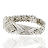 Retro 14KT White Gold Chevron Diamond Bracelet