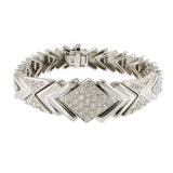 Retro 14KT White Gold Chevron Diamond Bracelet